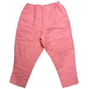 Flax Women's 100% Linen Coral Elastic Waist Lightweight Loose Fit Pants Size: M